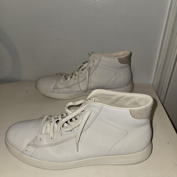 Cole Haan Grand Pro High Top Triple White Leather Men 13 M Shoes SNEAKERS C25695 main image 4